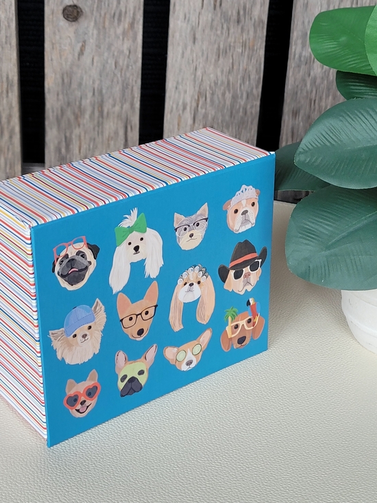 Papyrus Other - Papyrus Blue Illustrated Dog Faces Blank Note Cards & Envelopes